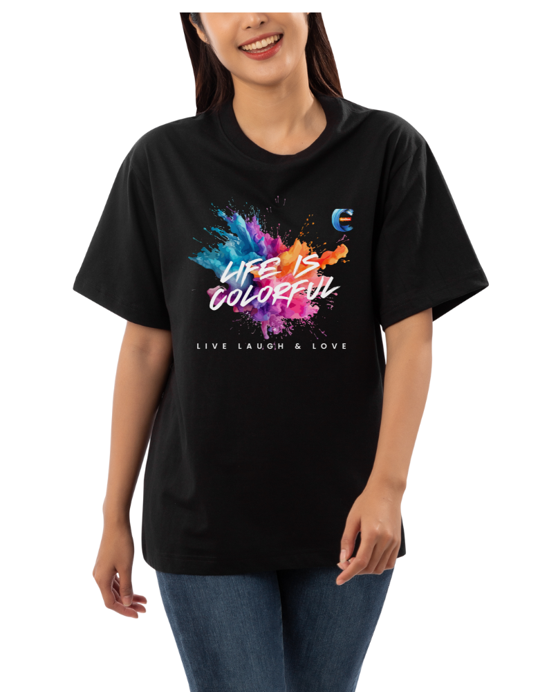 "Life is Colorful" Oversized Unisex Cotton T-shirt (D) by ClovThink!